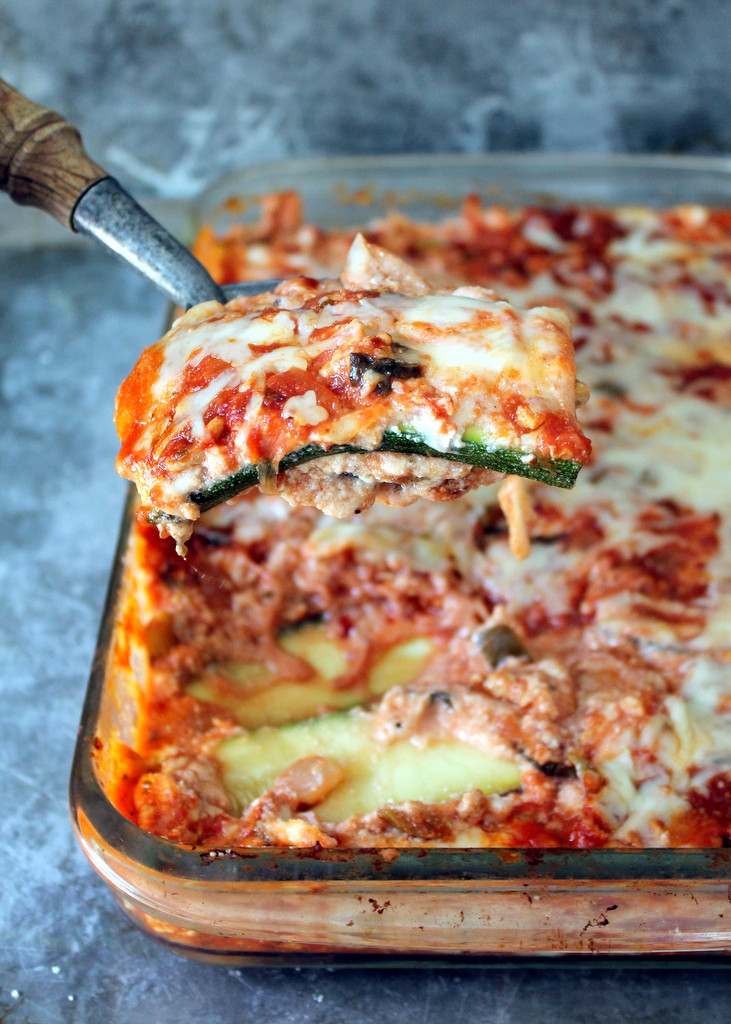 Low Carb Zucchini Lasagna
 Low Carb Zucchini Lasagna with Spicy Turkey Meat Sauce