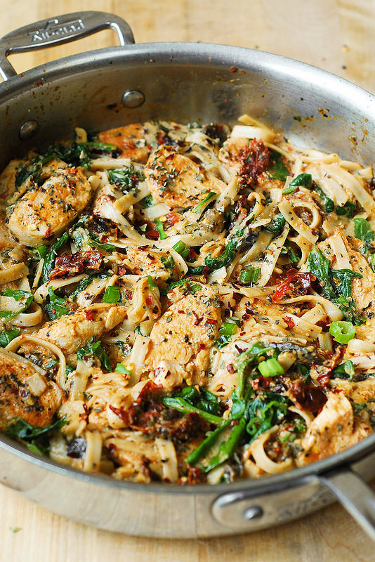 Low Fat Chicken Pasta Recipes
 Chicken Pasta with Sun Dried Tomatoes and Spinach in a