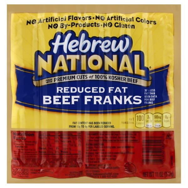 Low Fat Hot Dogs
 Hebrew National Franks Beef Reduced Fat Be My Shopper