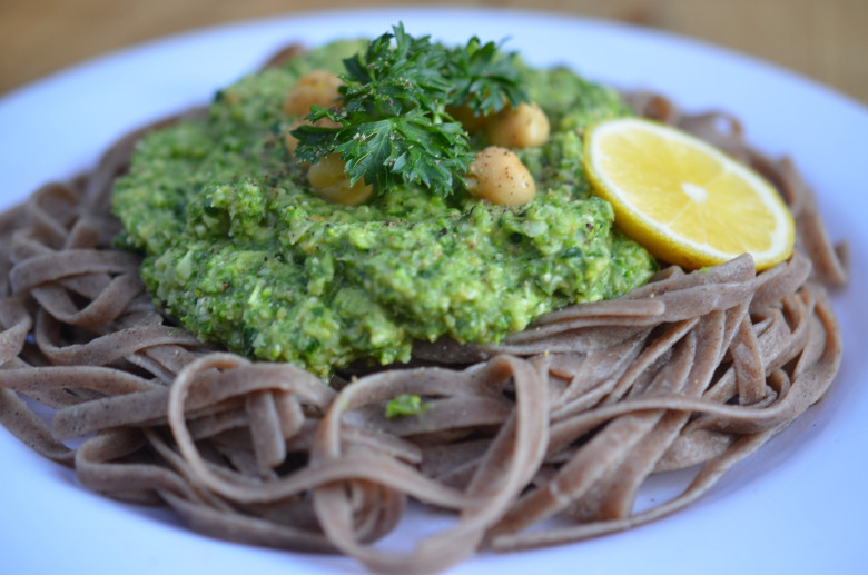 Low Fat Pesto Sauce
 LOW FAT GREENS PESTO SAUCE