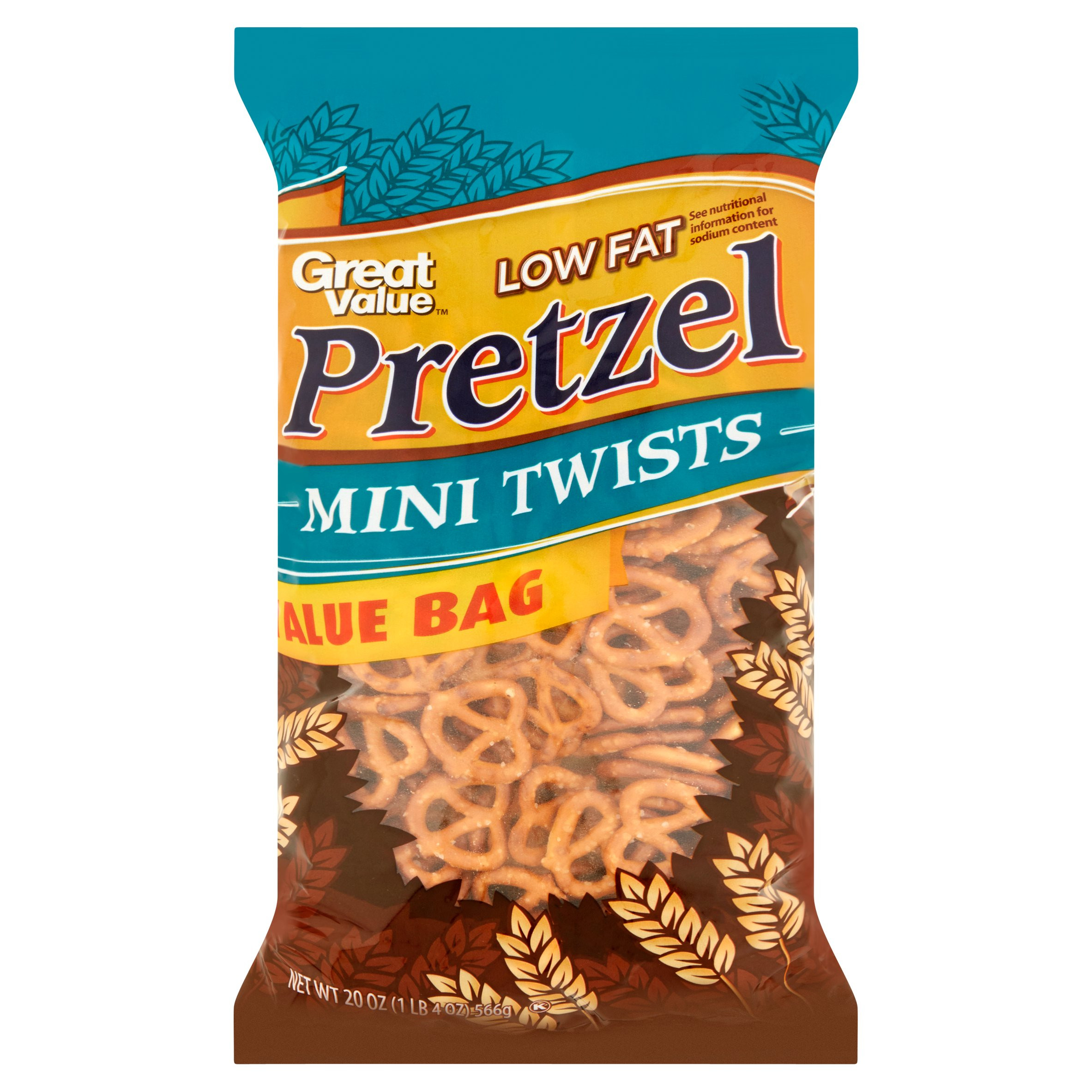 Low Fat Pretzels
 Great Value Low Fat Pretzel Tiny Twists 20 oz