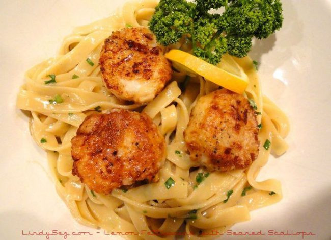 Low Fat Scallop Recipes
 Lemon Fettuccine with Seared Scallops LindySez