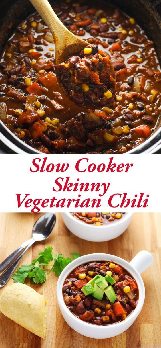 Low Fat Slow Cooker Recipes Weight Watchers
 Slow Cooker Skinny Ve arian Chili Recipe