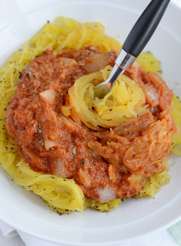 Low Fat Spaghetti Squash Recipes
 Vegan Cheesy Spaghetti Squash Marinara Oil Free Low Fat