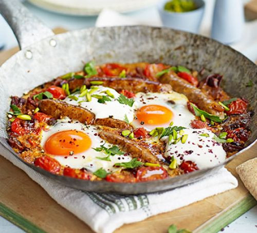 Middle Eastern Breakfast Recipes
 Middle Eastern eggs with merguez & pistachios recipe