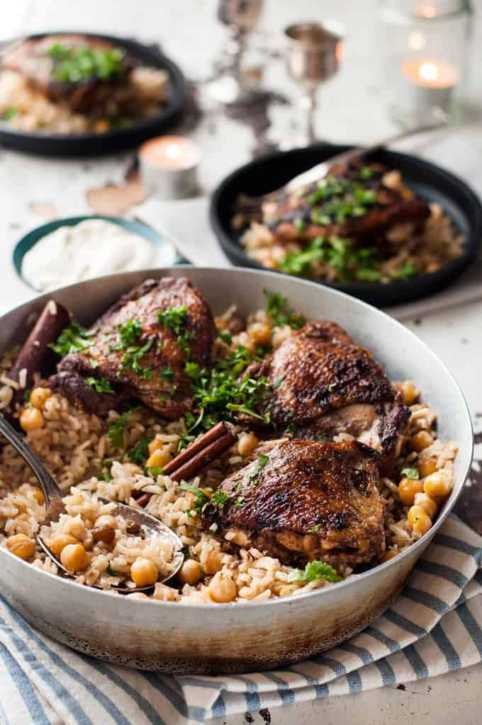 Middle Eastern Chicken And Rice Recipes
 e Skillet Baked Chicken Shawarma and Rice Pilaf