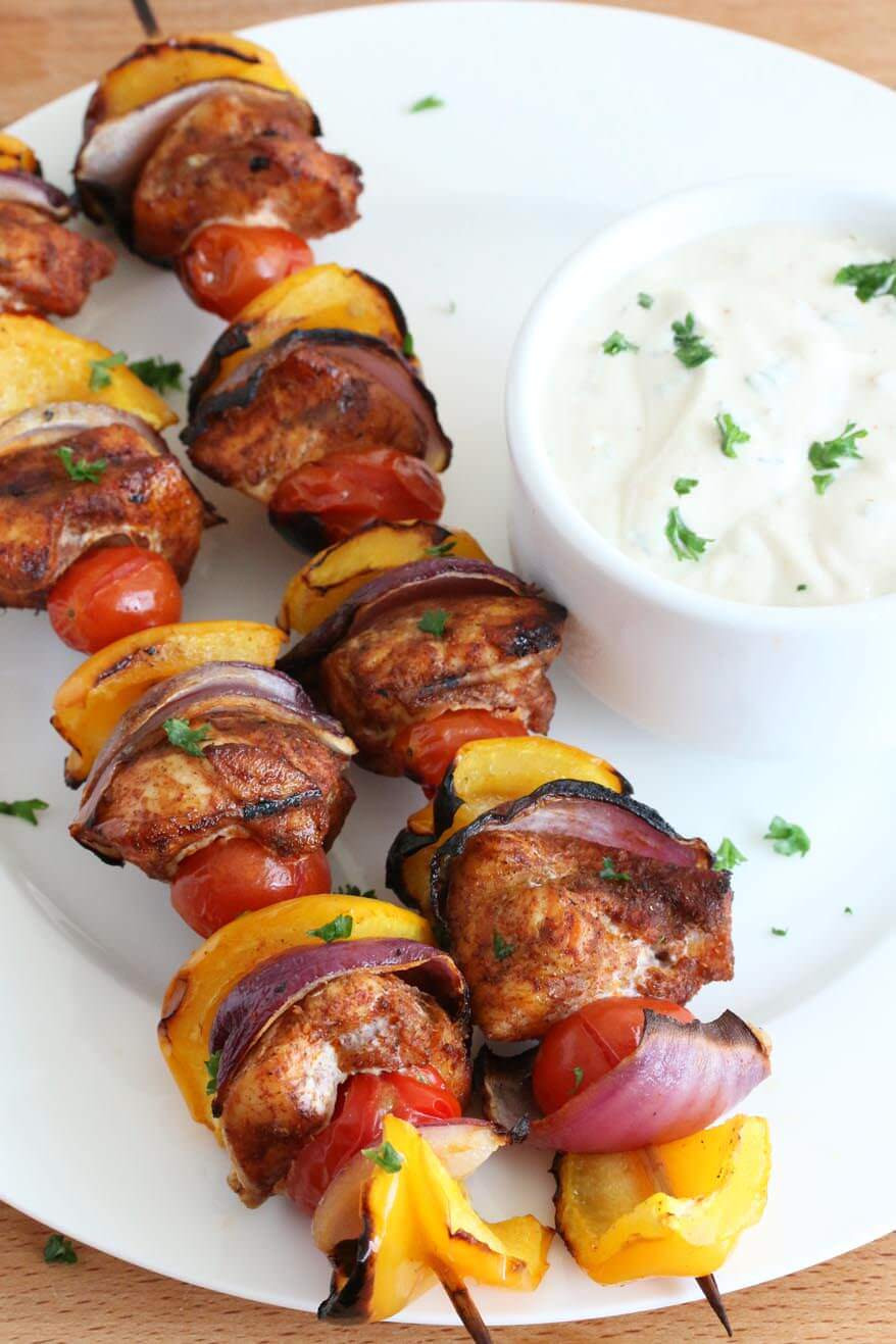 Middle Eastern Chicken Kabob Recipes
 Spiced Chicken Kabobs with Tahini Yogurt Sauce The