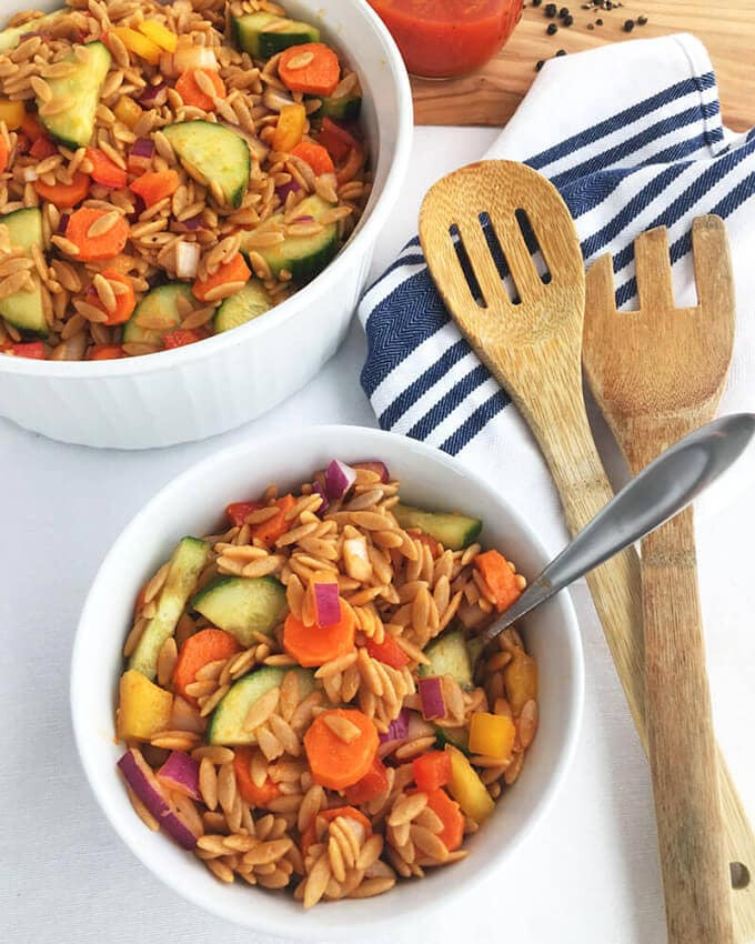 Orzo Recipes Vegetarian
 Orzo Pasta Salad Recipe with Roasted Red Pepper Dressing