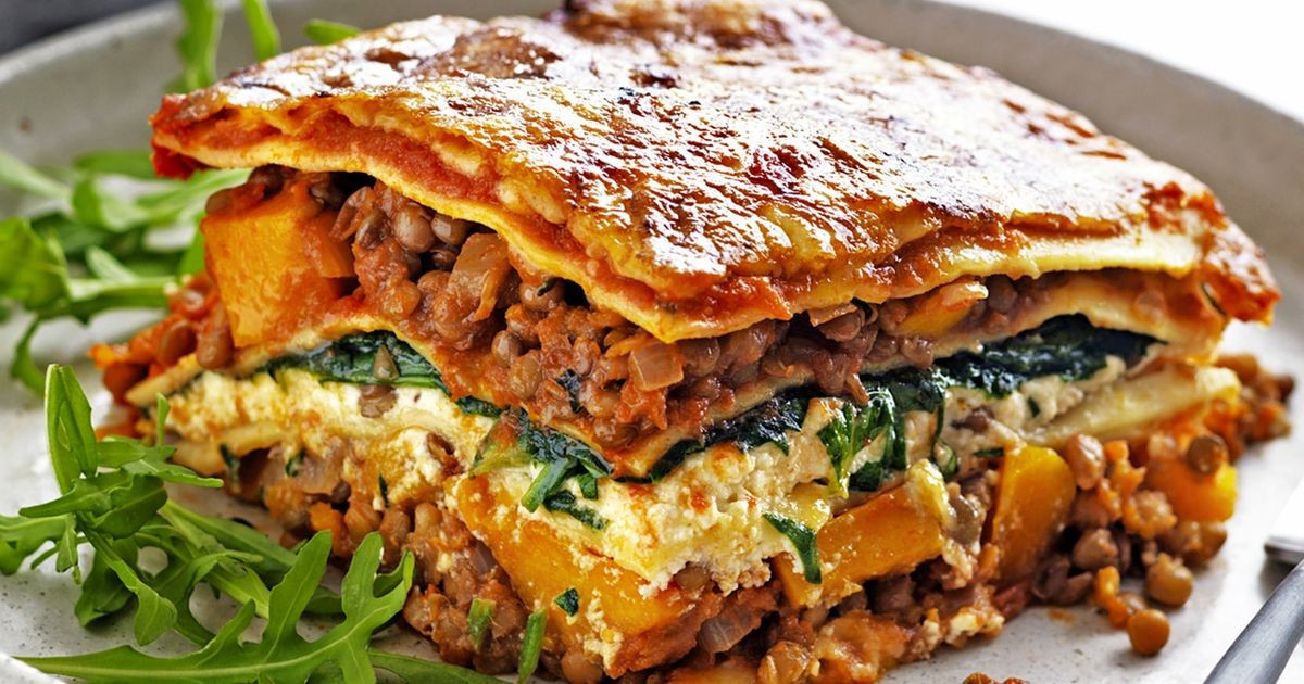 Pumpkin Lasagna Vegetarian
 Pumpkin spinach and lentil lasagne