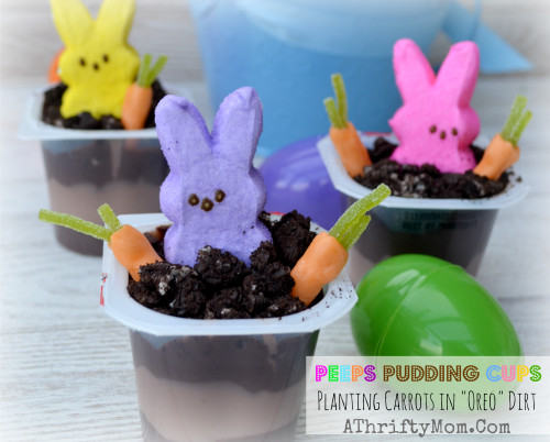 Quick Easter Desserts
 Peeps Pudding Cups Planting Carrots In "OREO" Dirt