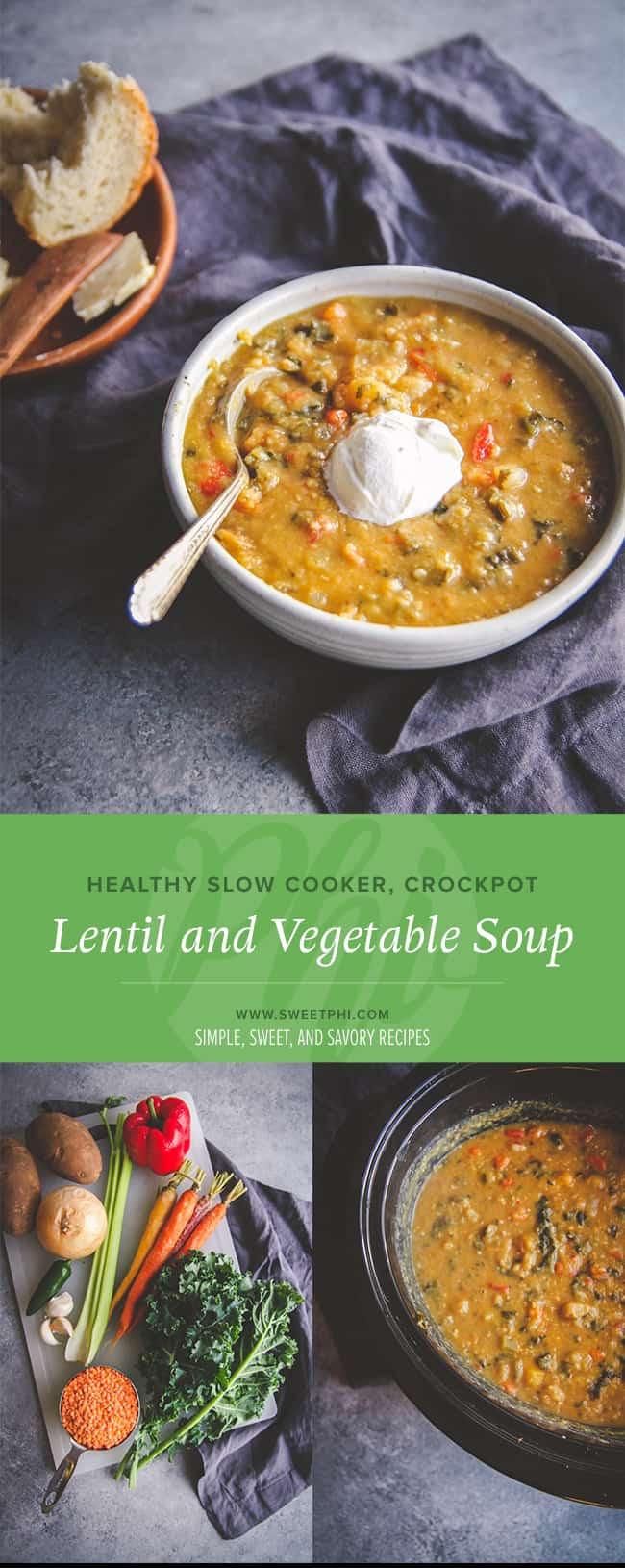 Slow Cooker Vegetable Soup Recipes Healthy
 Healthy Slow Cooker Lentil and Ve able Soup Sweetphi