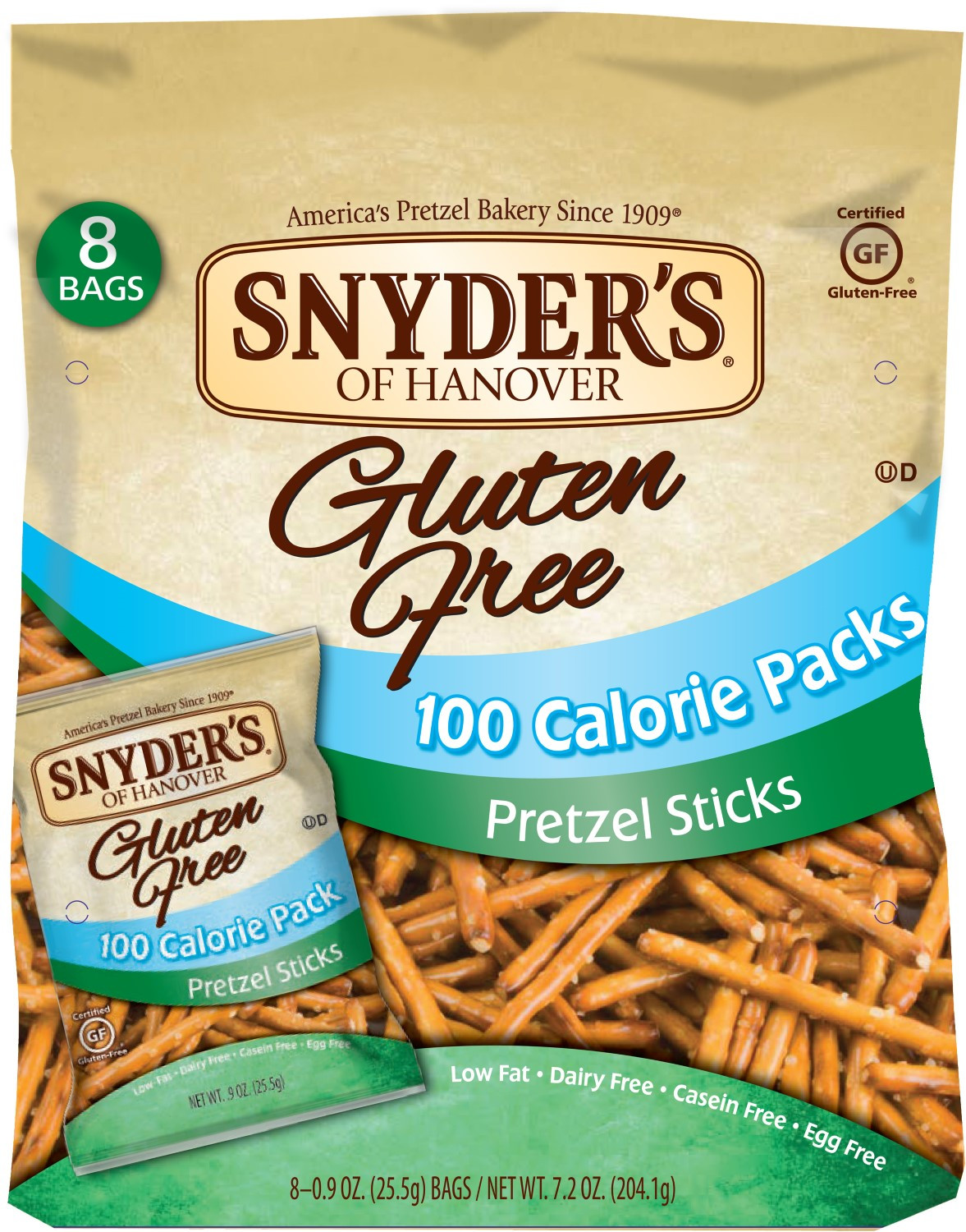 Snyders Pretzels Gluten Free
 Snyder s of Hanover Gluten Free 100 Calorie Pack 0 9 Oz