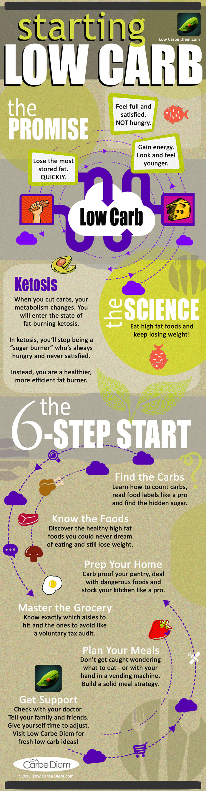 Starting Keto Diet
 Low Carb Infographic 6 Step Start Low Carb