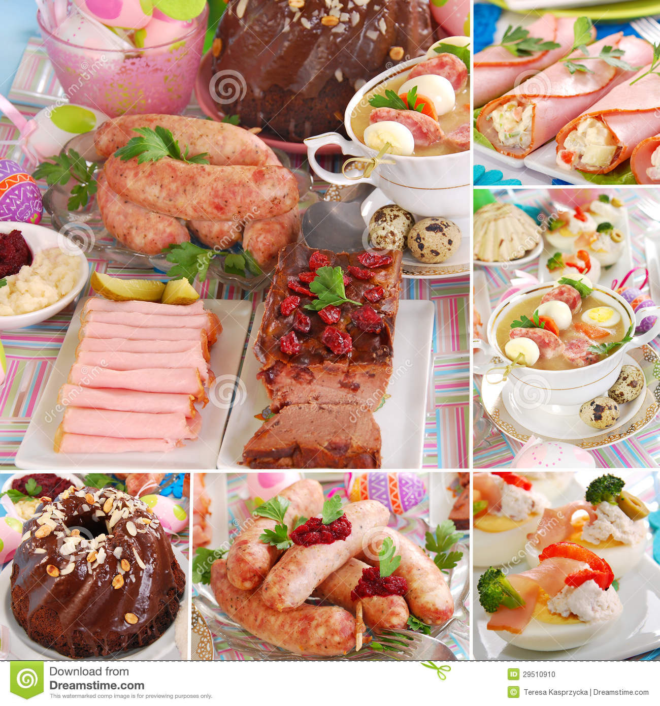 Traditional Polish Easter Dinner
 Collage With Traditional Polish Easter Dishes Stock