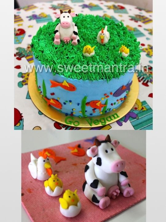 Vegan Birthday Cake Delivery
 Animal theme Vegan cake Cake by Sweet Mantra CakesDecor