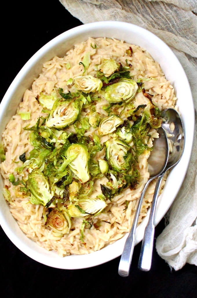 Vegan Brussel Sprouts Recipes
 Creamy Vegan Orzo Risotto with Brussels Sprouts Holy Cow