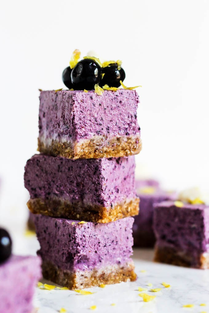 Vegan Dairy Free Desserts
 No Bake Lemon Blueberry Cheesecake Bars vegan & gluten