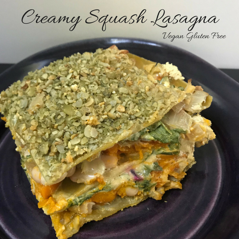Vegan Gluten Free Lasagna
 Creamy Squash Lasagna with Sage Spinach and Beans