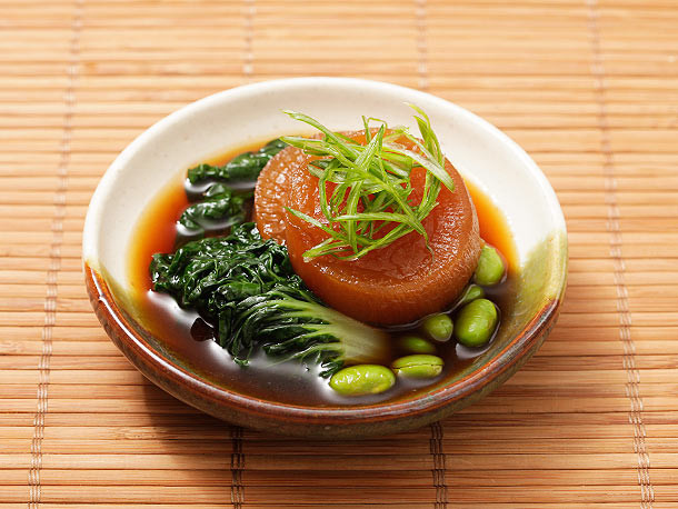 Vegan Japanese Recipes
 Vegan Japanese Simmered Daikon with Bok Choy and Edamame