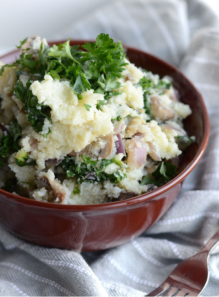Vegan Mashed Cauliflower
 Vegan Mashed Cauliflower with Kale and Mushroom