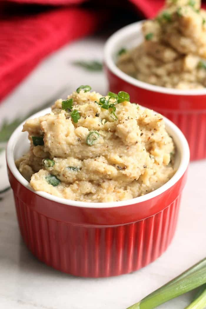 Vegan Mashed Cauliflower
 Vegan Roasted Garlic Mashed Cauliflower