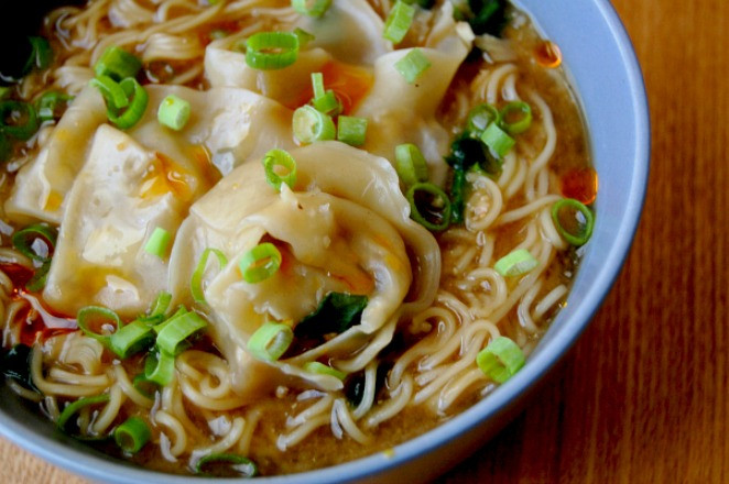 Vegan Ramen Noodle Recipes
 House Vegan Mushroom Miso Ramen with Wontons and Spinach