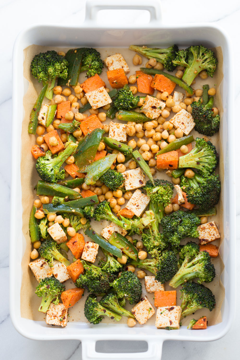 Vegan Sheet Pan Dinners
 Sheet Pan Veggie Dinner with Broccoli Sweet Potato Tofu