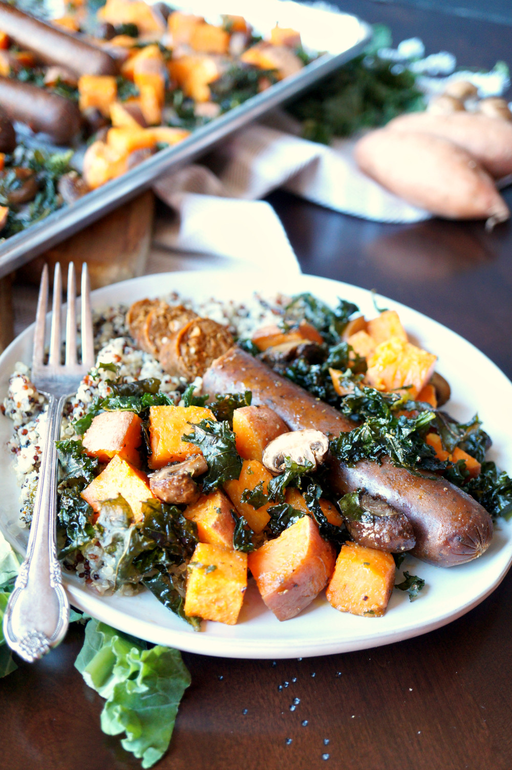 Vegan Sheet Pan Dinners
 Vegan Sausage Sheet Pan Meal