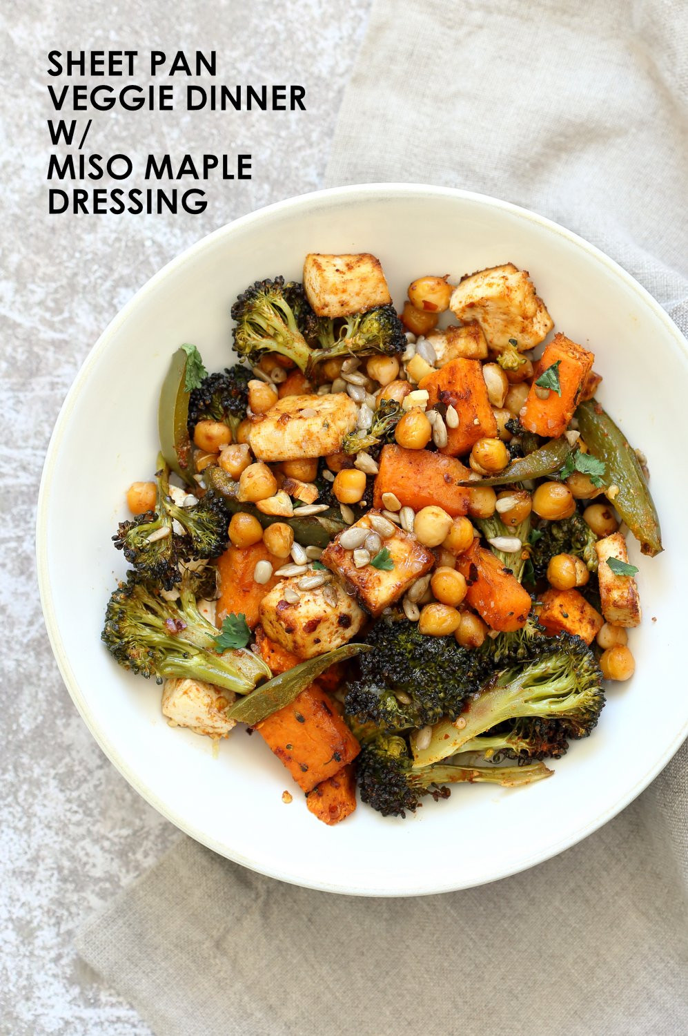 Vegan Sheet Pan Dinners
 Sheet Pan Veggie Dinner with Broccoli Sweet Potato Tofu