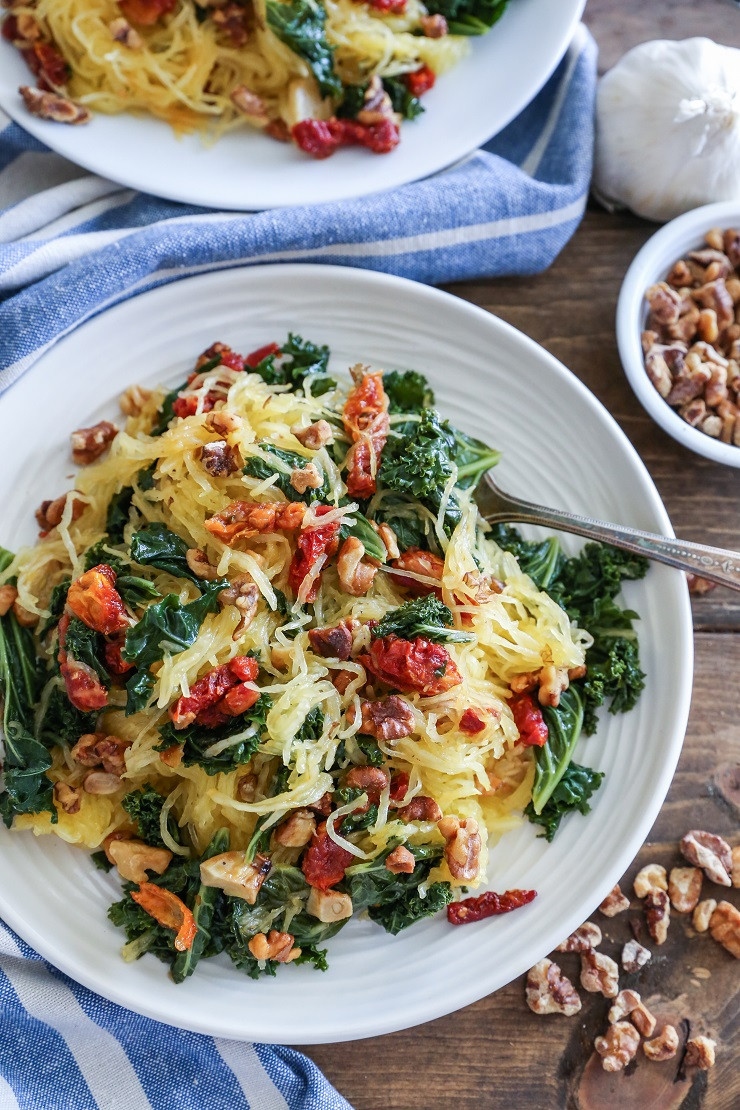 Vegan Spaghetti Squash Recipes
 Roasted Garlic and Kale Spaghetti Squash with Sun Dried