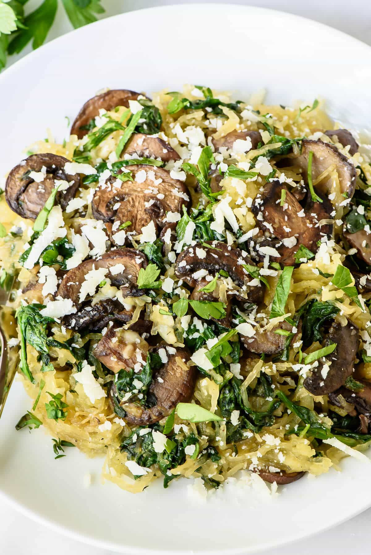 Vegan Spaghetti Squash Recipes
 Roasted Spaghetti Squash with Parmesan and Mushrooms