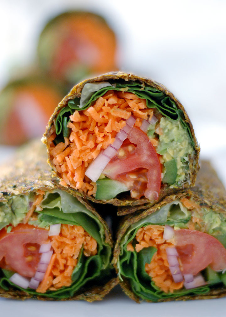 Vegan Wraps Recipes
 Raw Guacamole Burrito in Zucchini and Flaxseed Wrap