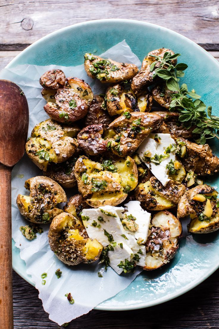 Vegetable Side Dishes For Easter
 Crispy Oregano Smashed Potatoes with Feta and Lemon