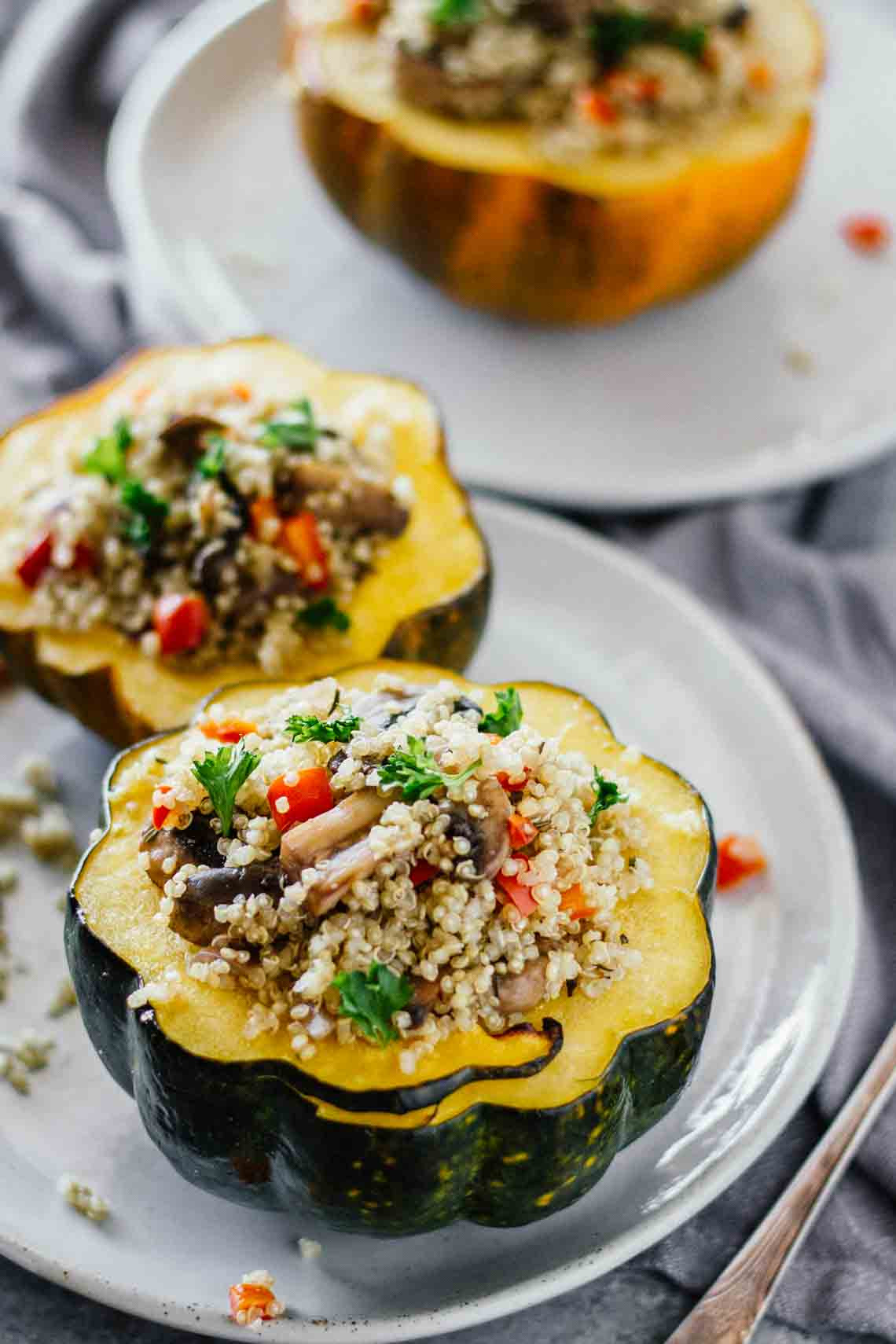 Vegetarian Acorn Squash Recipes
 Quinoa & Mushroom Stuffed Acorn Squash Jar Lemons