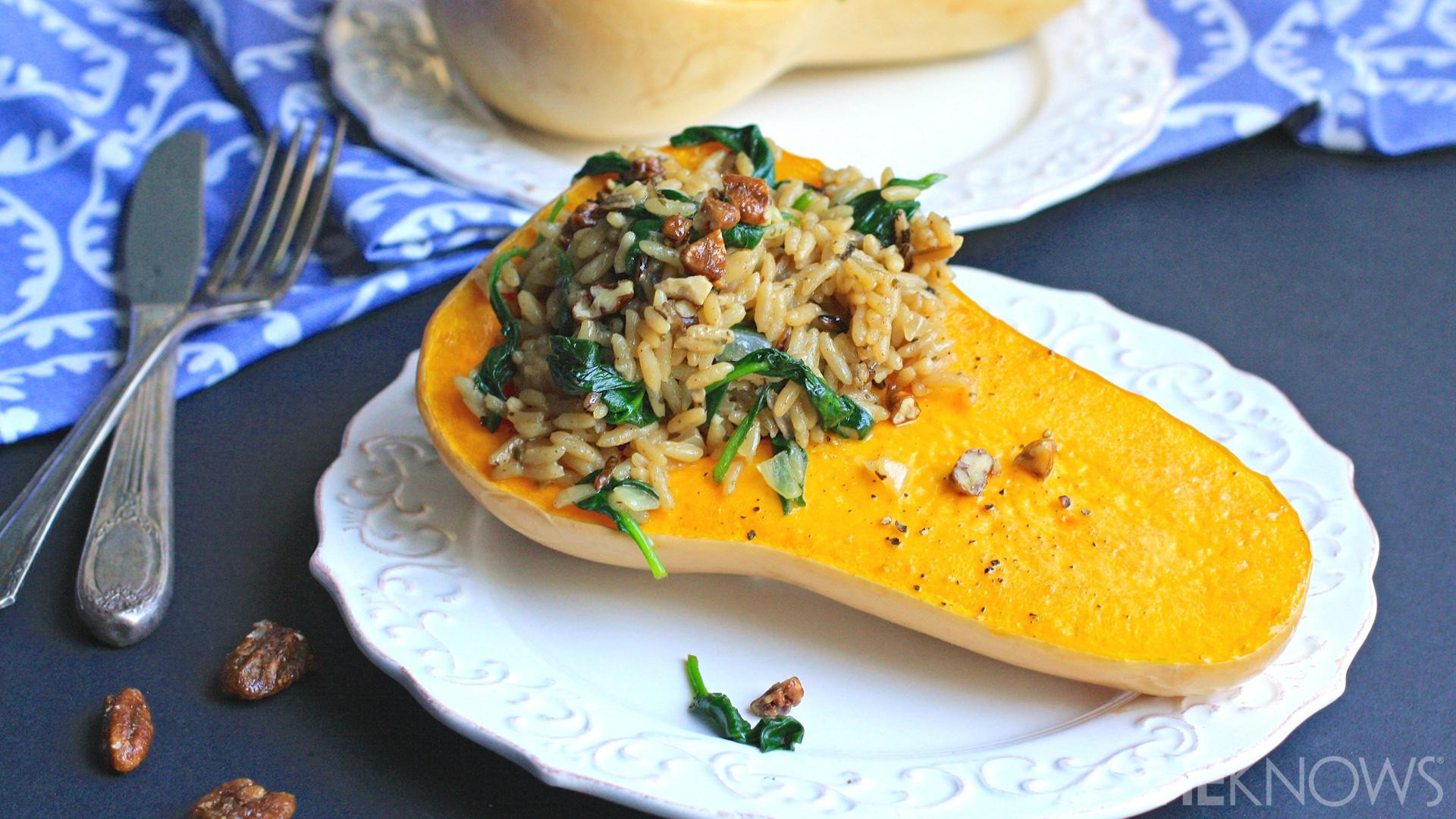 Vegetarian Butternut Squash Recipes
 Vegan brown rice and spinach stuffed butternut squash