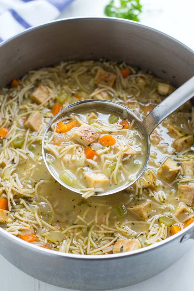 Vegetarian Chicken Noodle Soup
 Tofu ‘Chicken’ Noodle Soup Making Thyme for Health