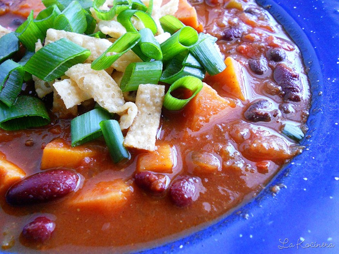 Vegetarian Chili With Sweet Potato
 La Kocinera Ve arian Chili with Sweet Potatoes