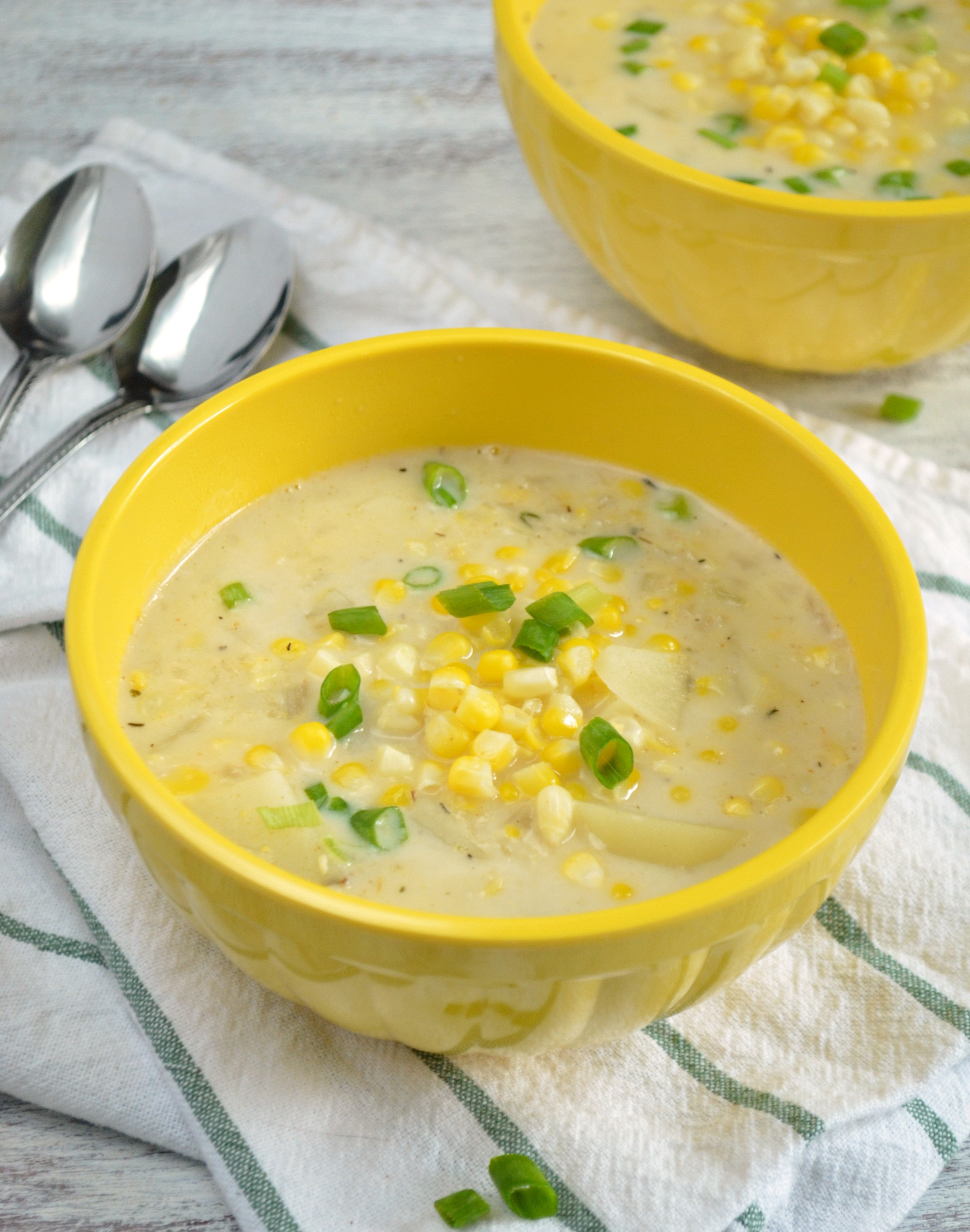 Vegetarian Corn Chowder Recipes
 Ve arian Corn Potato Chowder for Two SoFabFood