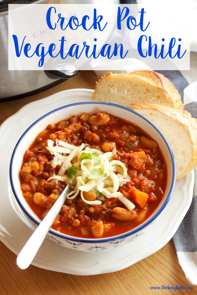 Vegetarian Crock Pot Chili Recipe
 Crock Pot Ve arian Chili Slow Cooker The Busy Baker