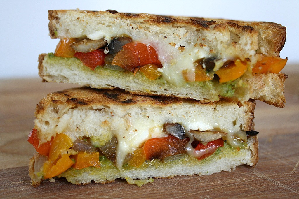 Vegetarian Panini Sandwich
 The Garden Grazer Roasted Ve able Panini with Pesto