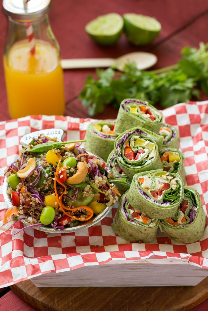Vegetarian Pinwheel Recipes
 Rainbow Veggie Pinwheels & Asian Quinoa Salad Dinner at