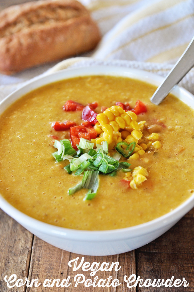 Vegetarian Potato Corn Chowder
 Vegan Corn and Potato Chowder