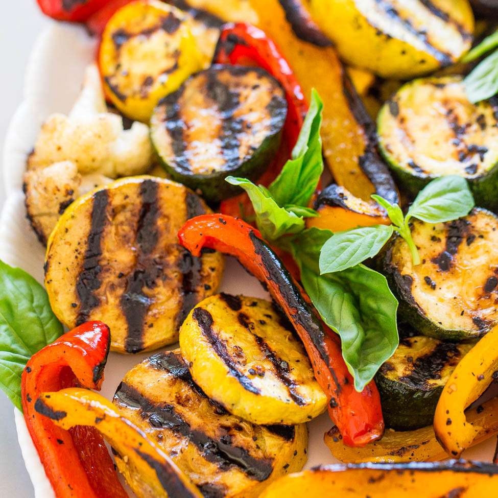 Vegetarian Recipes For The Grill
 Grilled Ve ables with Basil Vinaigrette Averie Cooks