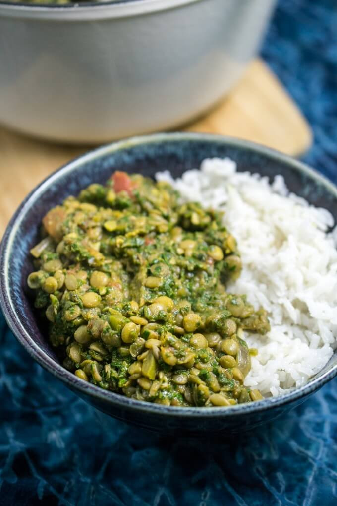 Vegetarian Recipes With Spinach
 Lentil Spinach Curry with Coconut Rice Ve arian