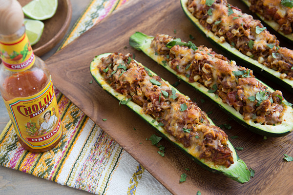 Vegetarian Recipes With Zucchini
 Ve arian Taco Stuffed Zucchini Recipe from Oh My Veggies