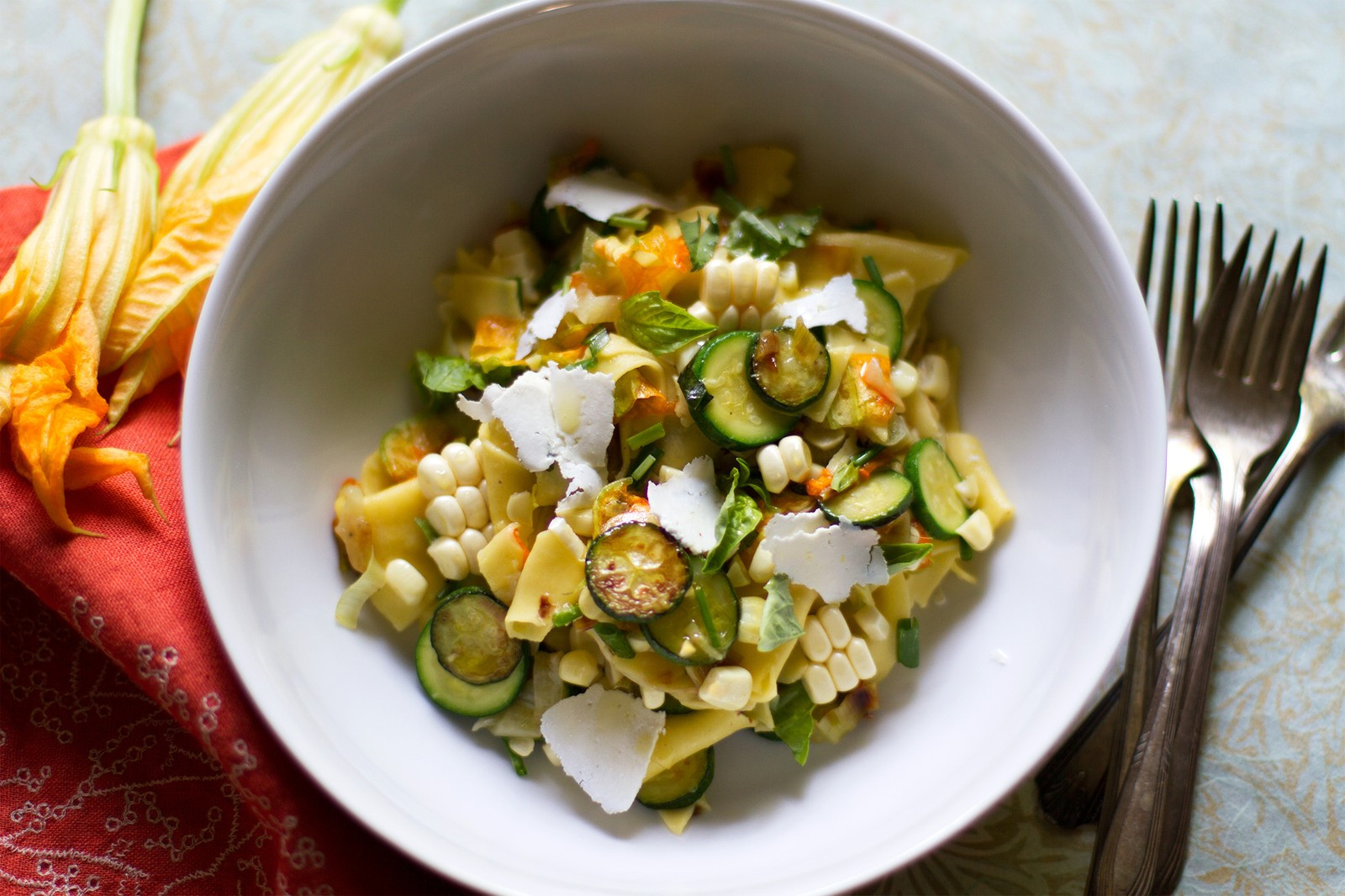 Vegetarian Summer Recipes
 Maltagliati Pasta with Summer Ve ables and Ricotta Salata