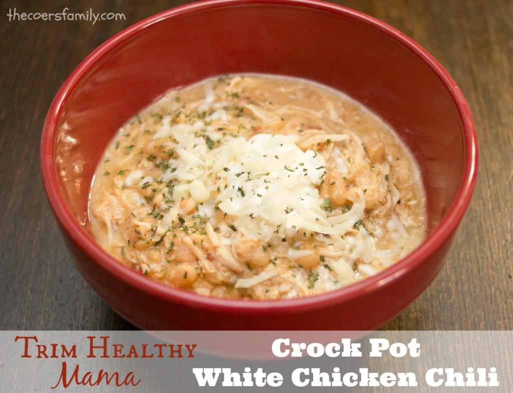 White Chicken Chili Healthy
 Trim Healthy Mama style Crock Pot White Chicken Chili