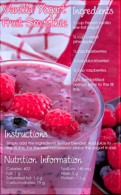 Yogurt Smoothie Recipes For Weight Loss
 Vanilla Yogurt Fruit Smoothie drink smoothie healthy