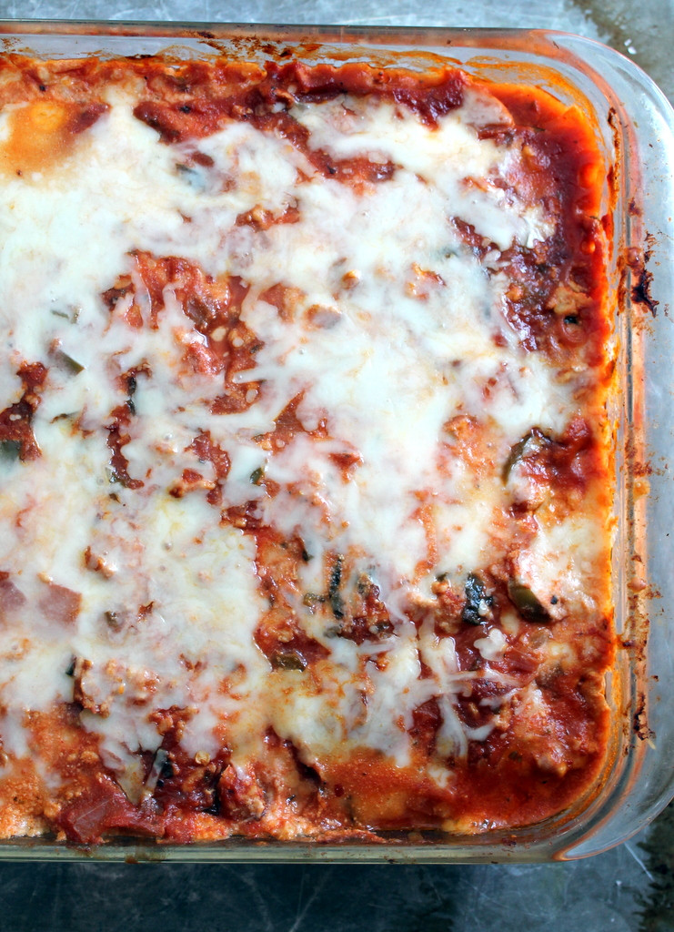 Zucchini Lasagna Low Carb
 Low Carb Zucchini Lasagna with Spicy Turkey Meat Sauce
