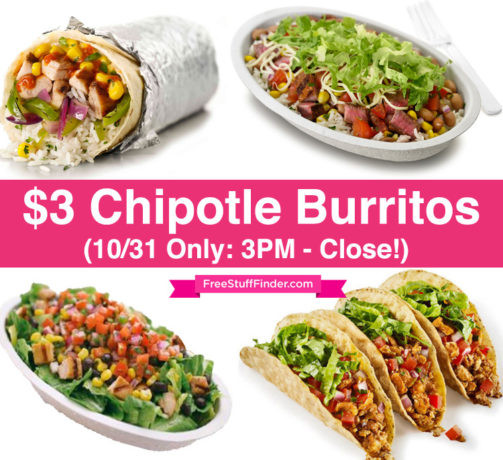 3 Chipotle Burritos Halloween
 HOT $3 Chipotle Burritos on Halloween Today ly 3PM